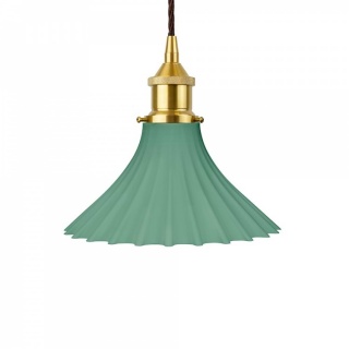 Scallop Fluted Bell Soft Sea Green Pendant Light